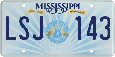 MS license plate LSJ143