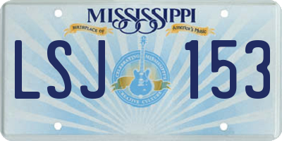 MS license plate LSJ153