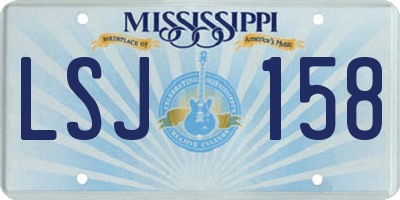 MS license plate LSJ158
