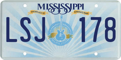 MS license plate LSJ178