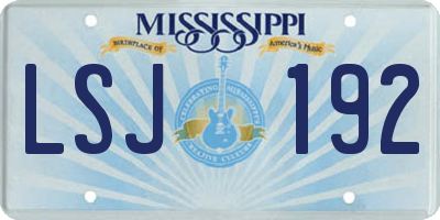 MS license plate LSJ192