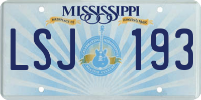 MS license plate LSJ193