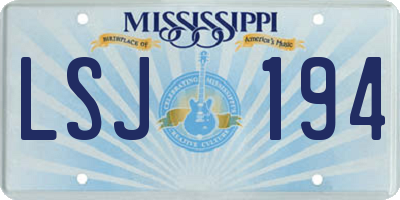 MS license plate LSJ194