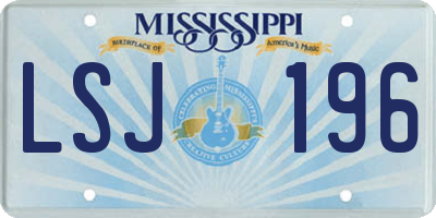 MS license plate LSJ196