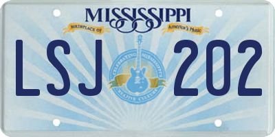 MS license plate LSJ202