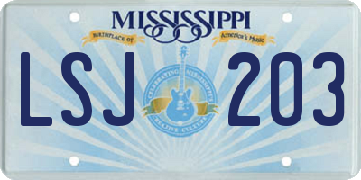 MS license plate LSJ203