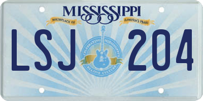 MS license plate LSJ204