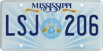 MS license plate LSJ206