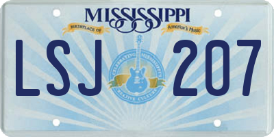 MS license plate LSJ207