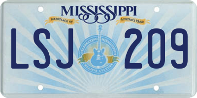MS license plate LSJ209