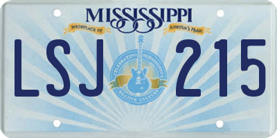 MS license plate LSJ215