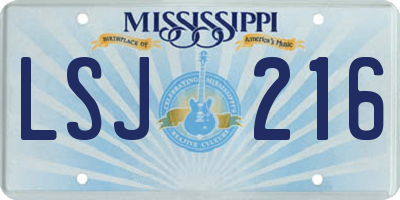 MS license plate LSJ216