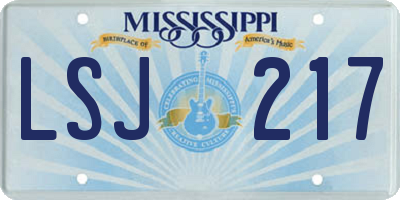 MS license plate LSJ217