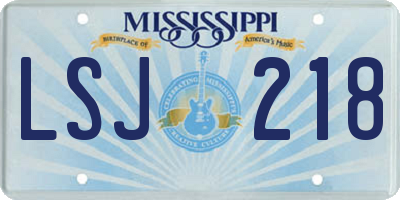 MS license plate LSJ218