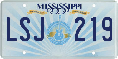 MS license plate LSJ219