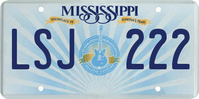 MS license plate LSJ222