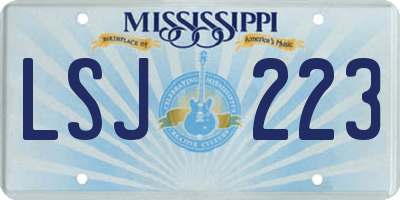 MS license plate LSJ223