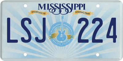 MS license plate LSJ224
