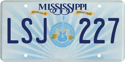MS license plate LSJ227