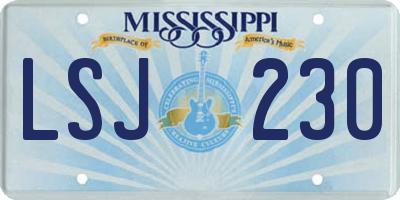 MS license plate LSJ230