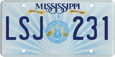 MS license plate LSJ231