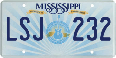 MS license plate LSJ232