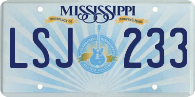 MS license plate LSJ233