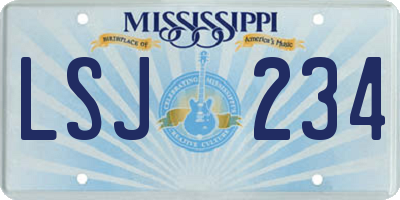 MS license plate LSJ234