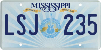 MS license plate LSJ235