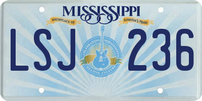 MS license plate LSJ236
