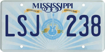 MS license plate LSJ238