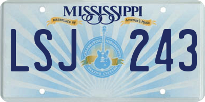 MS license plate LSJ243