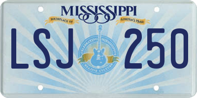 MS license plate LSJ250