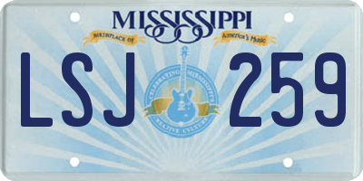 MS license plate LSJ259