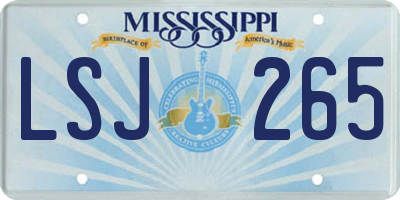 MS license plate LSJ265