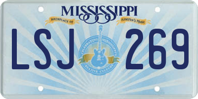 MS license plate LSJ269