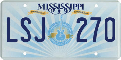MS license plate LSJ270