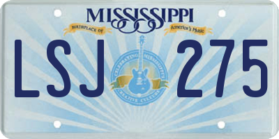MS license plate LSJ275