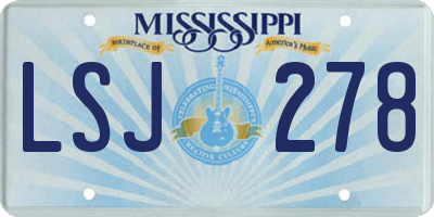 MS license plate LSJ278