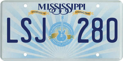 MS license plate LSJ280