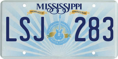 MS license plate LSJ283