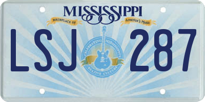 MS license plate LSJ287