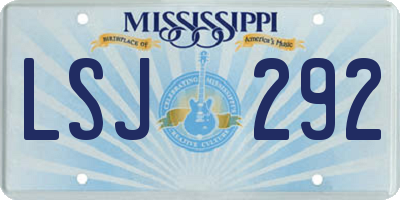 MS license plate LSJ292