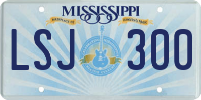 MS license plate LSJ300