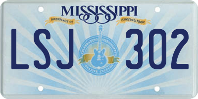 MS license plate LSJ302