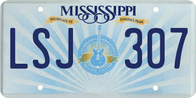 MS license plate LSJ307