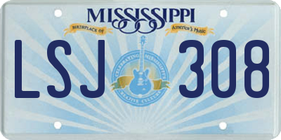 MS license plate LSJ308