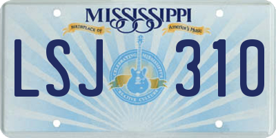 MS license plate LSJ310