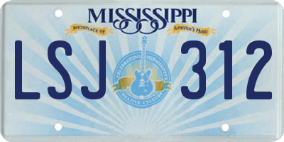 MS license plate LSJ312