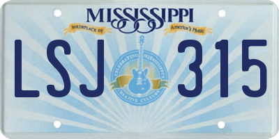 MS license plate LSJ315